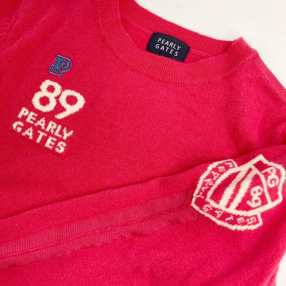 0 パーリーゲイツ カシミヤ100% ロゴ刺繍 ニット セーター 白 定3.3万