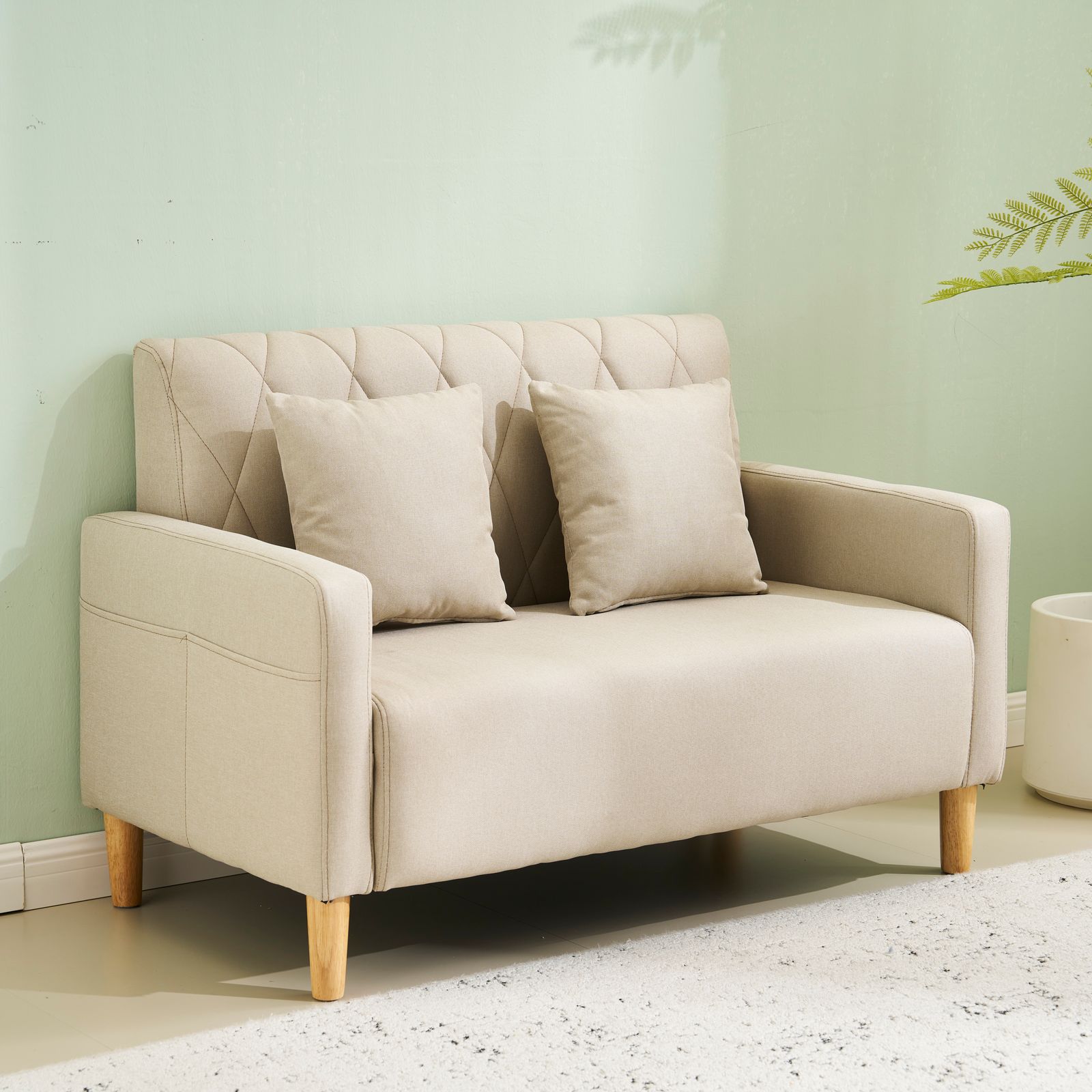 2人掛け 幅105cm高さ12cmリビングソファ 肘付き ベルベット調 おしゃれ ソファー 二人がけソファー 2人掛け幅105cm高さ12cmリビングソファ 肘