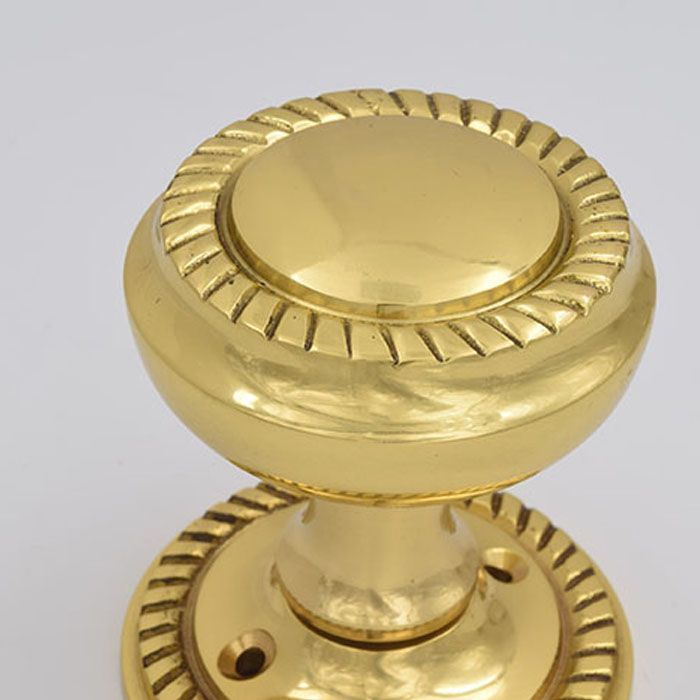 真鍮製ドアノブ ラッチ付き 3個セット ジョージアン ラウンド - 家具