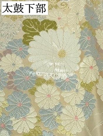 平和屋着物●六通柄袋帯　唐織　緑茶染　草花文　本金箔　正絹　逸品　DAAT0139ob 平和屋着物○六通柄袋帯 唐織 緑茶染 草花文 本金箔 正絹 逸品