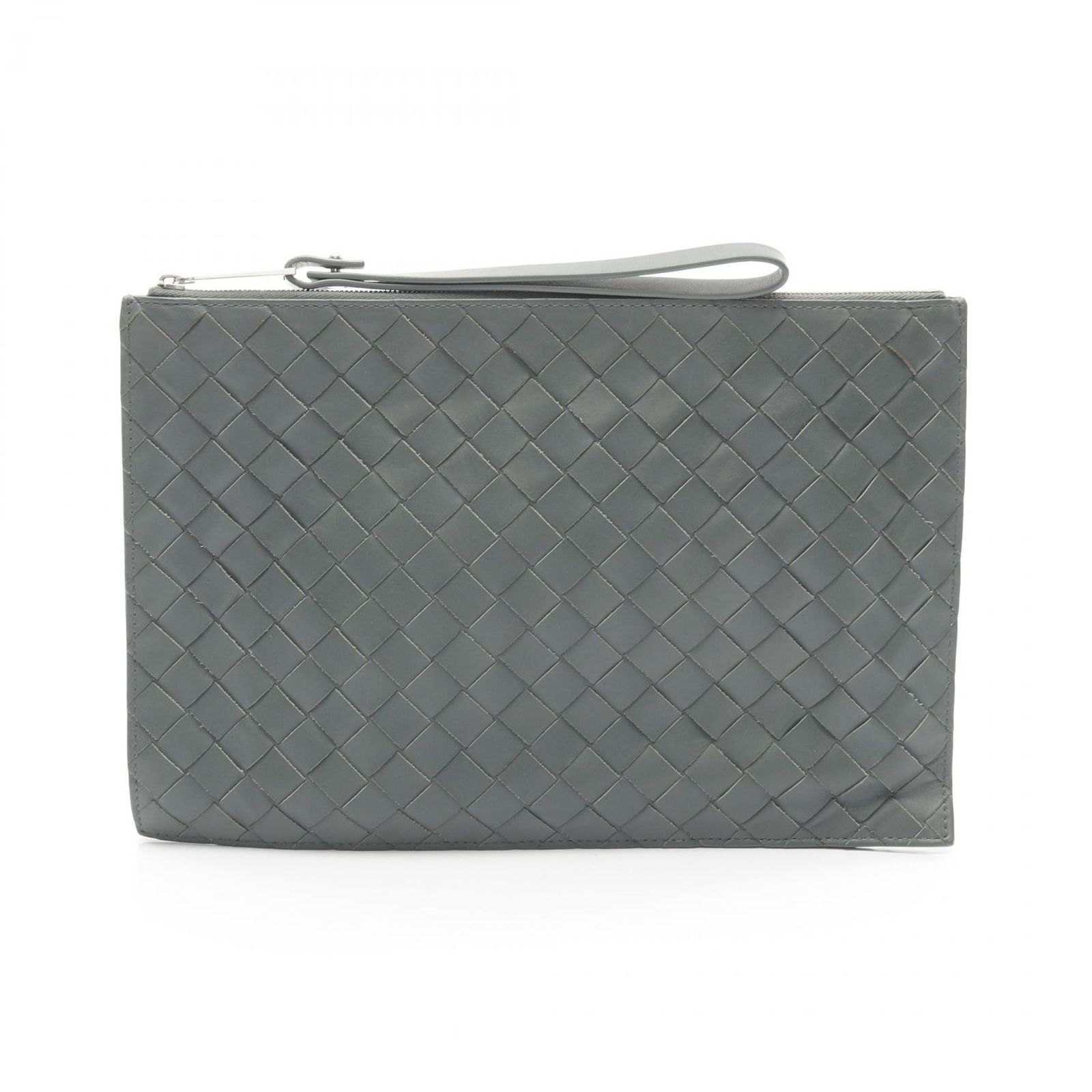 ボッテガヴェネタ BOTTEGA VENETA セカンドバッグ クラッチバッグ イントレチャート グレー レザー イントレチャート クラッチバッグ ユニセックス Used A
