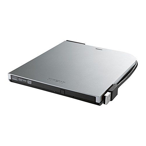 BUFFALO Surface対応 書き込みソフト添付 ケーブル収納 ウルトラスリムタイプ ポータブルDVD シルバー