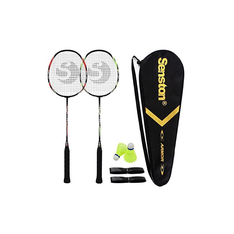 Senston 2本組みバドミントンラケットセットカーボンファイバーバドミントンラケット-1つのキャリングバッグが含まれています