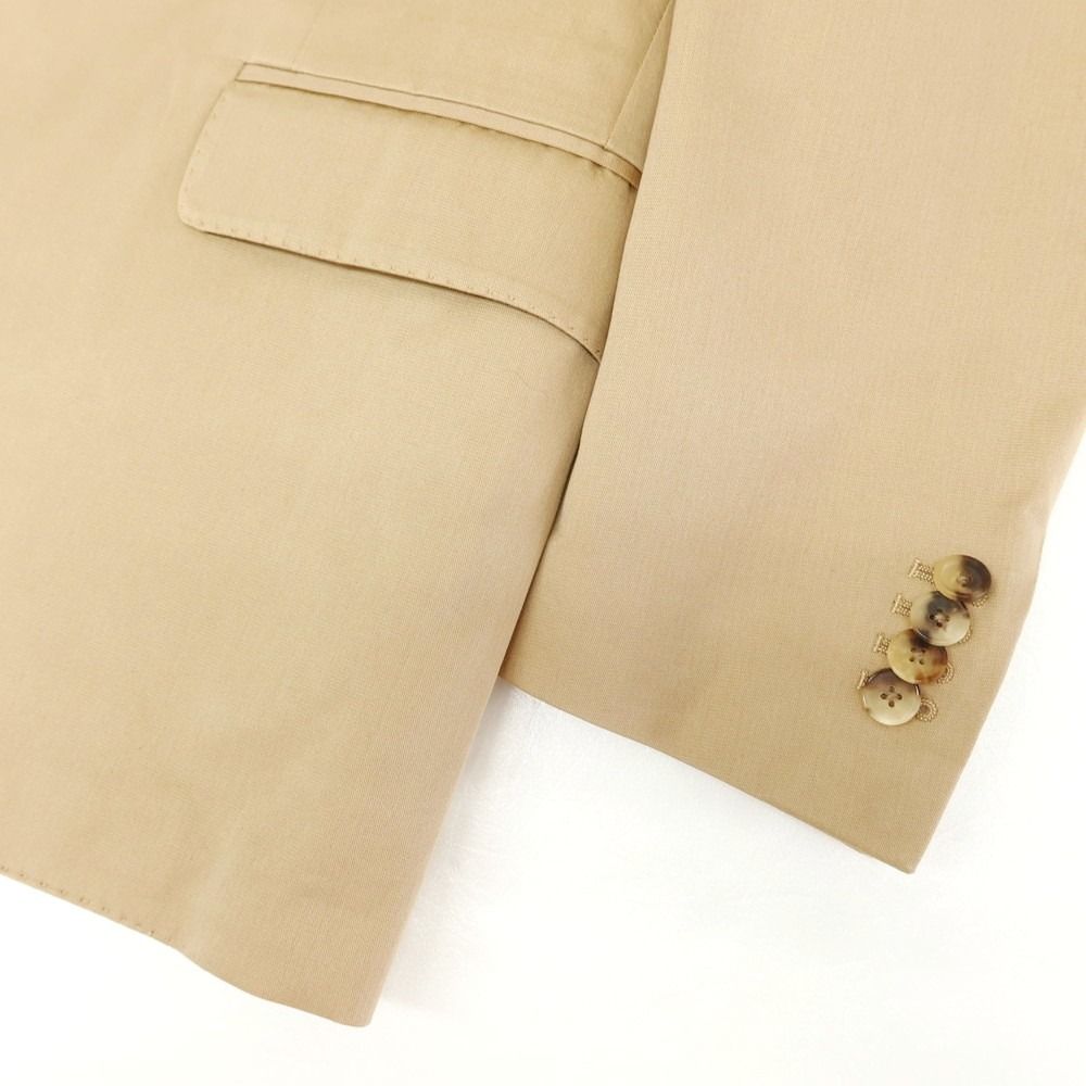 <美品>LARDINI ベージュ コットン 春夏秋 スーツ ブートニエール 48 ラルディーニ LARDINI コットンシルク 3つボタンスーツ ベージュ