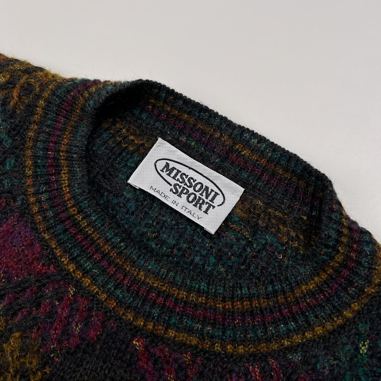 イタリア製 MISSONI ミッソーニ デザイン 総柄 モヘア混 ウールニット