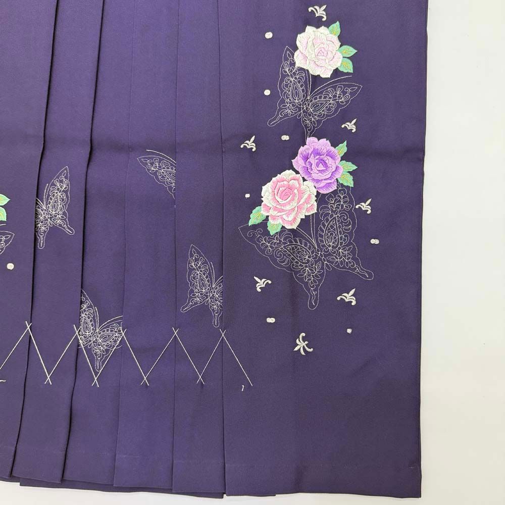 袴 L size 紐下丈94.5cm 行灯袴 卒業袴 女性用袴 ぼかし 刺繍 紫 4720