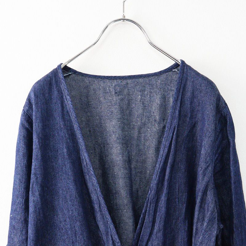 ネストローブ nest Robe リネンデニムカシュクールワンピース