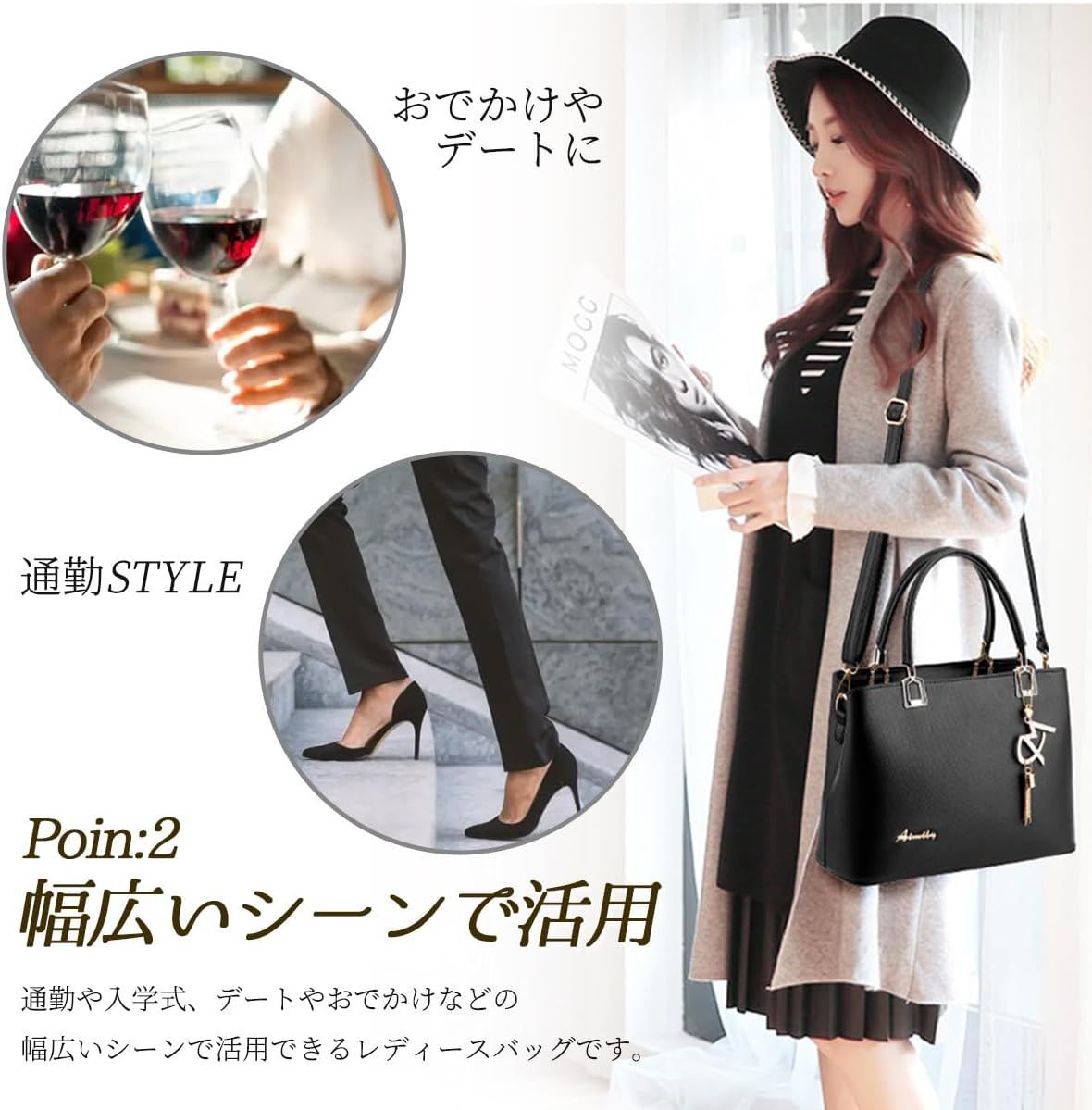 ハンドバッグ レディース ショルダーバッグ 女性 バッグ 斜めがけ 超軽量 鞄 thumbnail 7