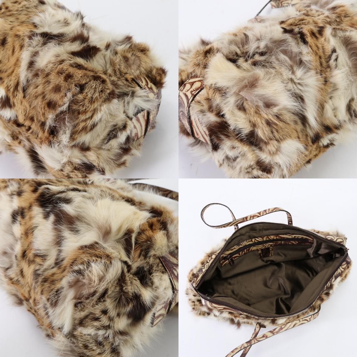 美品 希少 フェンディ リンクスキャット ファー トート バッグ 肩掛け 