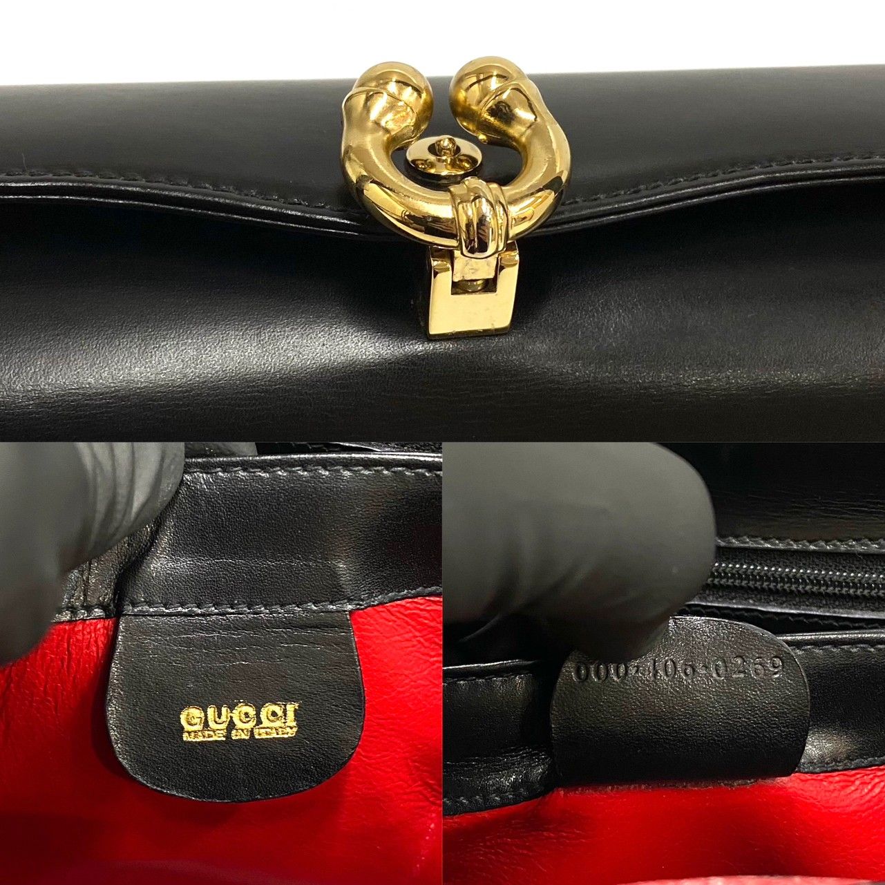 極 美品 GUCCI グッチ オールドグッチ ホースシュー 金具 カーフ