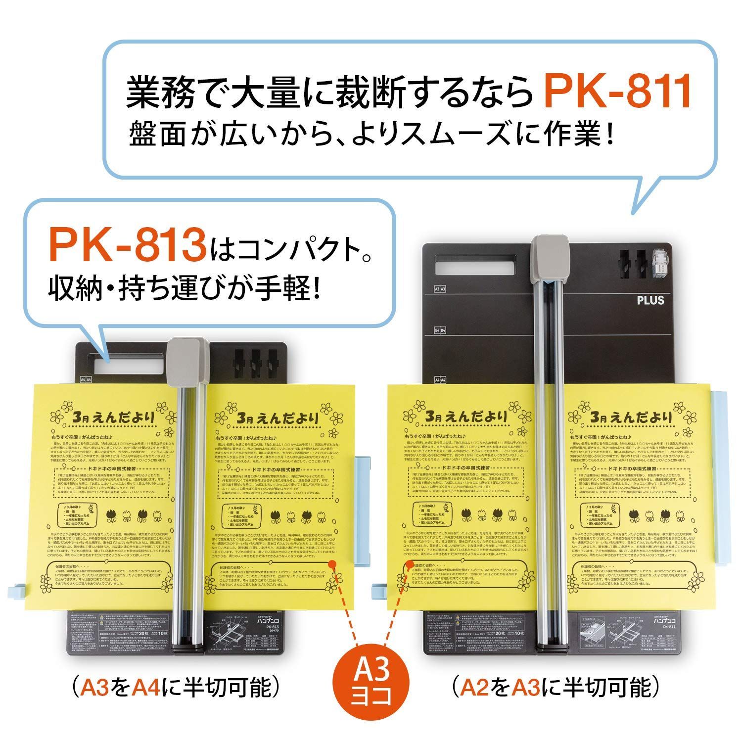 在庫セール】プラス 裁断機 ペーパーカッター ハンブンコ A3 20枚裁断