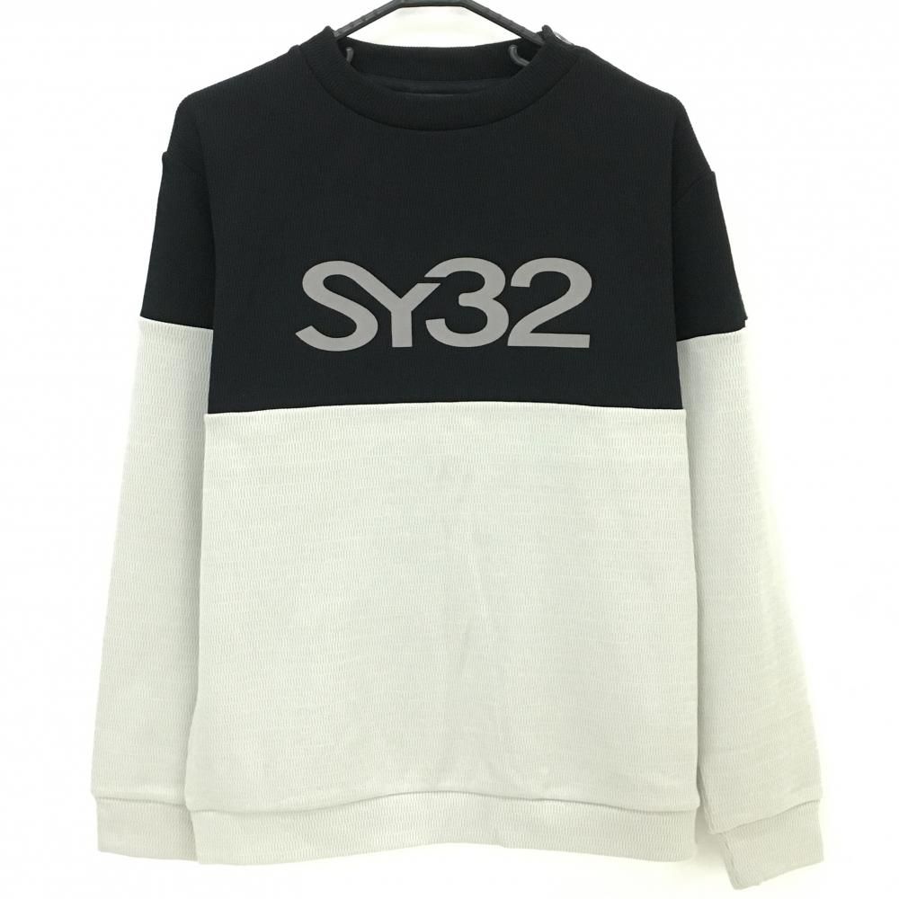 SY32 ハイネックトレーナー ライトベージュ×黒 ニット 裏起毛 メンズ L ゴルフウェア 2025年モデル SY32 BY SWEET YEARS