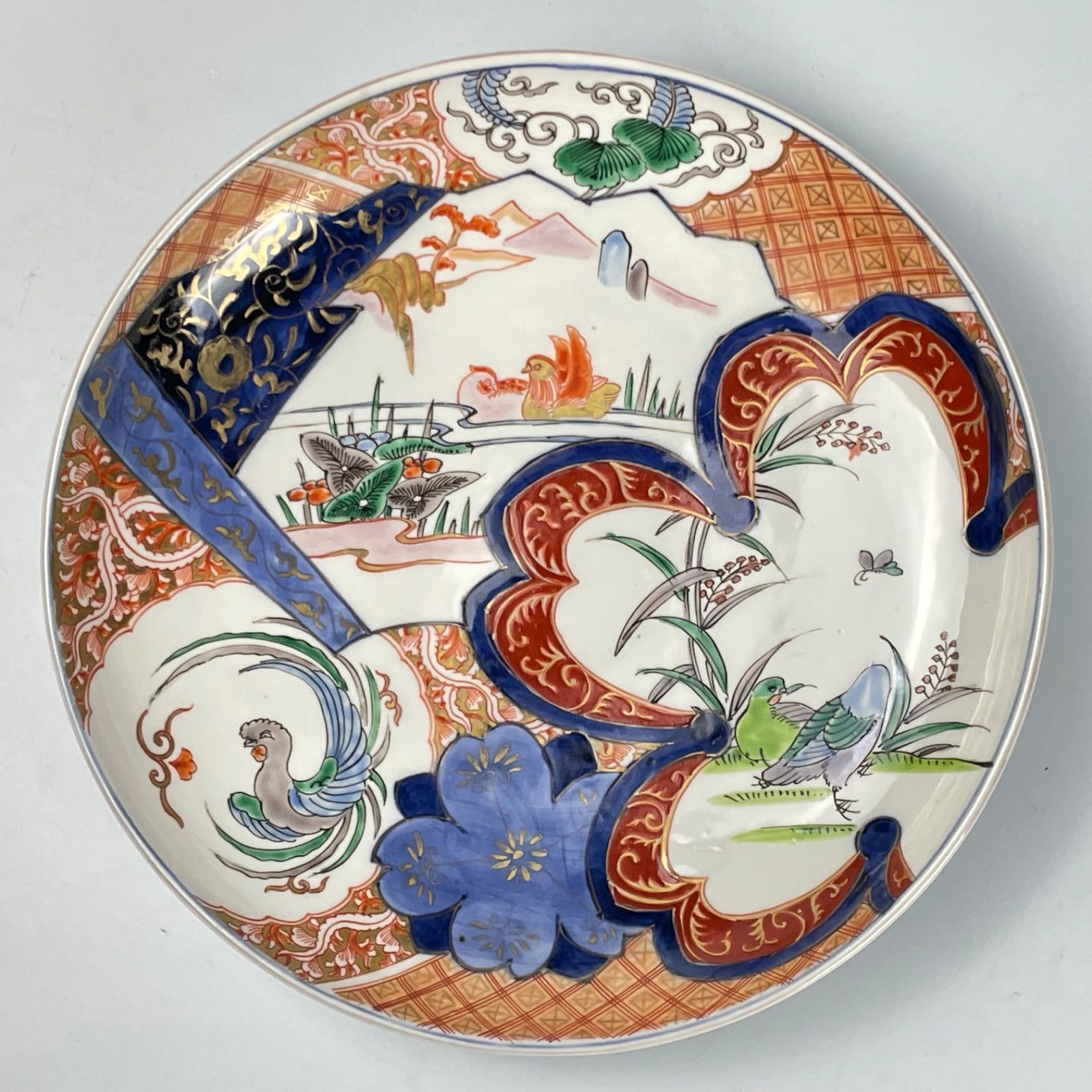 730 錦手 鳥 花 鳳凰 古伊万里 伊万里焼 有田焼 骨董 アンティーク 尺皿