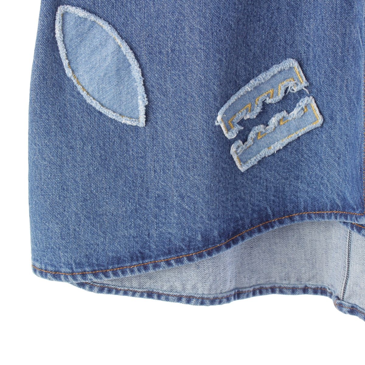 シャネル コットン パッチワーク スリット デニム スカート P61825  