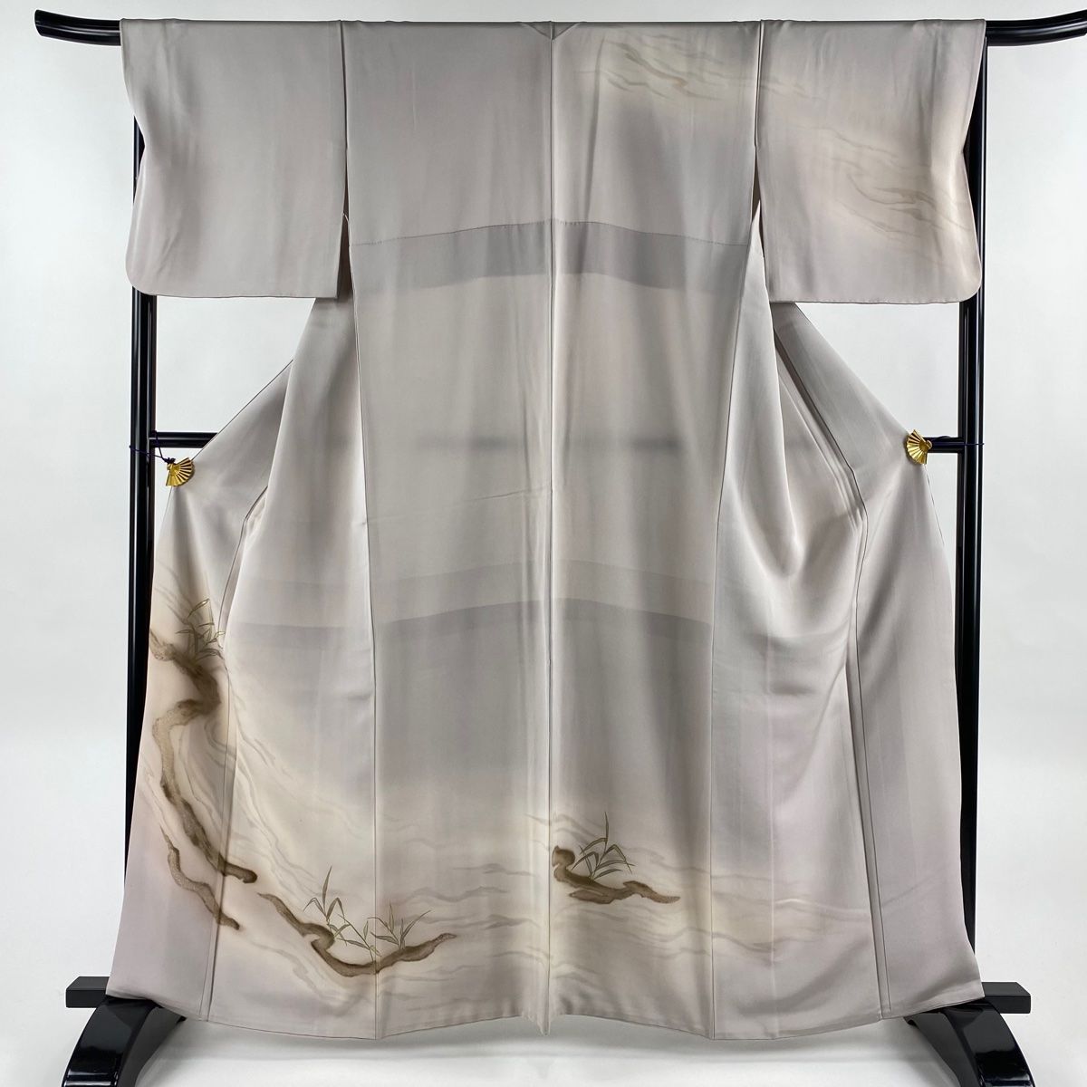 在庫一掃】 訪問着 身丈163cm 裄丈67cm M 袷 千總 落款 葉柄 霞 刺繍  