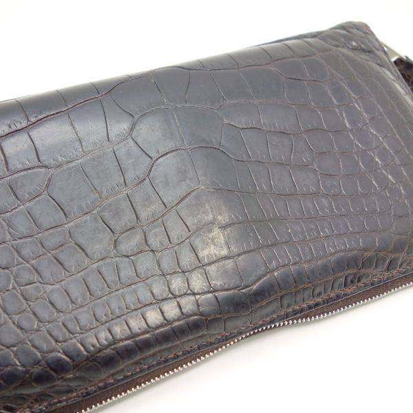 HERMES アザップロング □M刻印 アリゲーター マット ダークブラウン