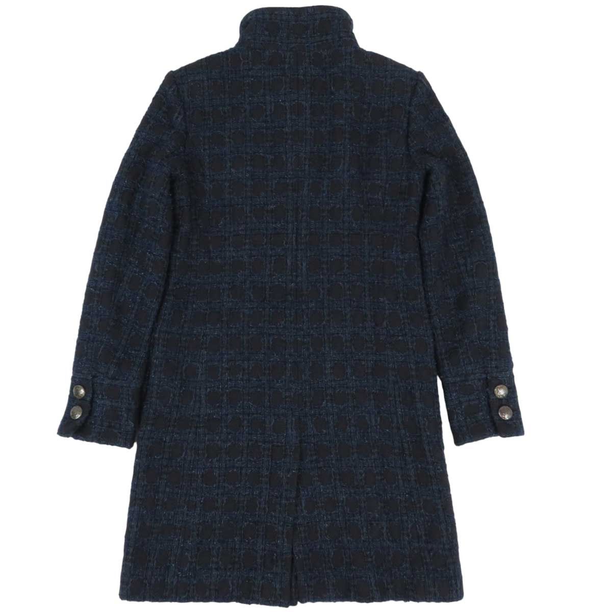 シャネル ココマーク ツイード スタンド コート P50242V37211 レディース ブルー CHANEL アパレル 小物