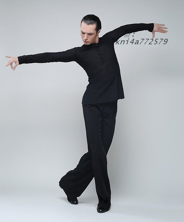 メンズ ラテンダンス用シャツ 男性用 ダンス衣装 上着 ダンスウェア 競技用 練習着 ルンバ カウボーイ ラテン 社交 ワルツ チャチャチャ kni4a772579 LLC-HASEGAWATOSO_COM