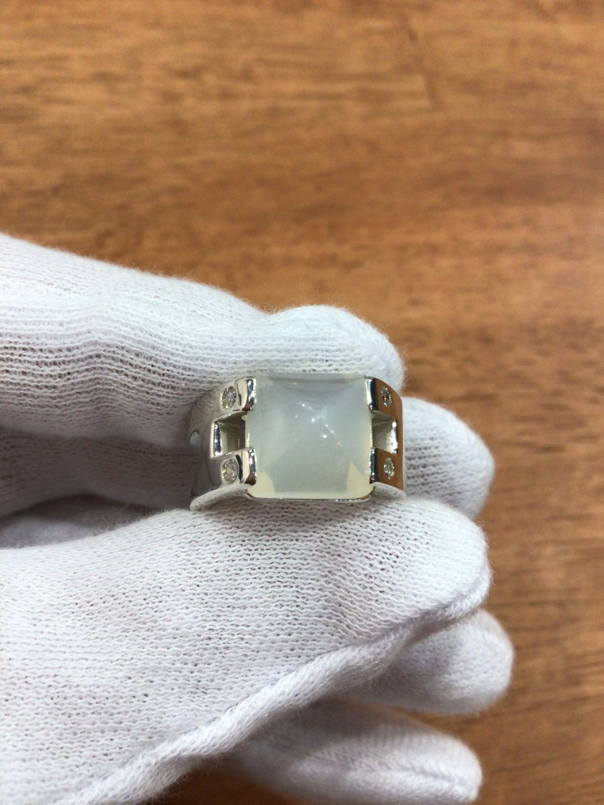 HERMES メドールリング ムーンストーン ダイヤ ♯52 エルメス リング