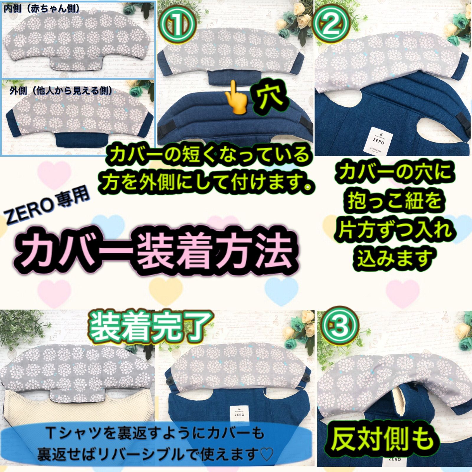 胸カバーの表→特になし○ご確認用○ よだれカバー 首回りカバー 胸カバー　抱っこ紐　キューズベリー