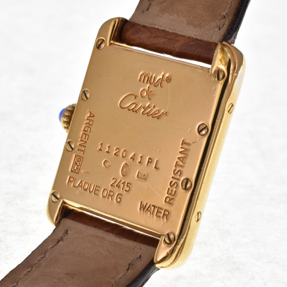 カルティエ Cartier 2415 マストタンク SV925(GP)/レザー クォーツ レディース良品 M#131955