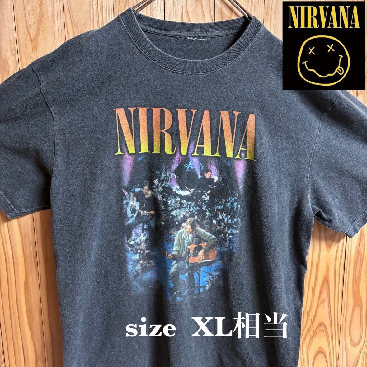 古着】NIRVANA(ニルヴァーナ)半袖Tシャツ XL 墨黒 バンド 音楽 古着】NIRVANA(ニルヴァーナ)半袖Tシャツ XL 墨黒 バンド 音楽