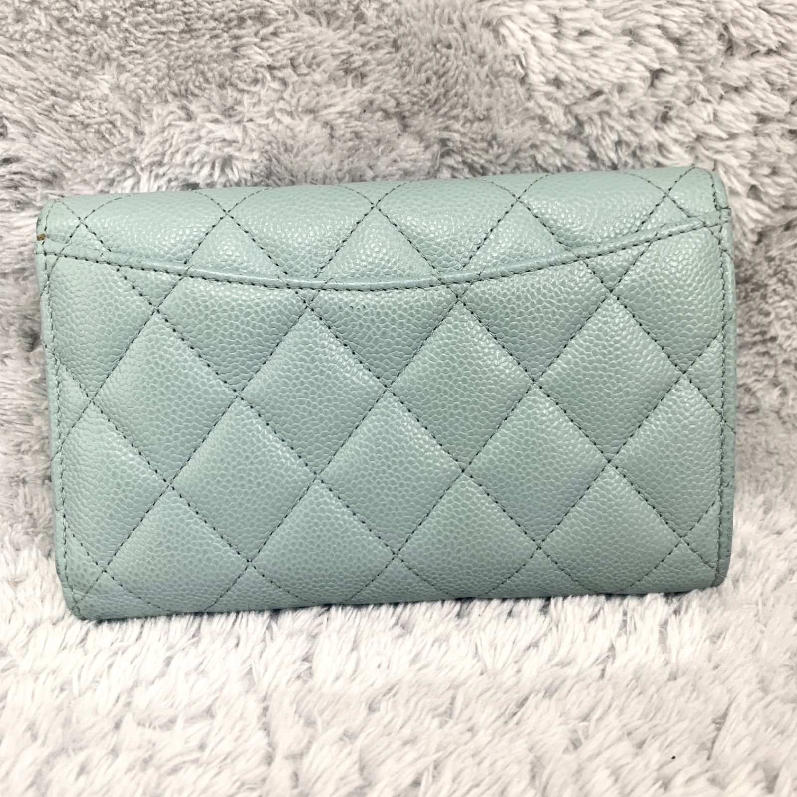 極美品】 シャネル マトラッセ キャビアスキン 長財布 フラップ  