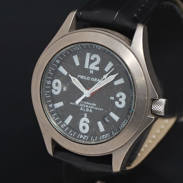 QZ セイコー アルバ フィールドギア 黒文字盤 デイト レディース