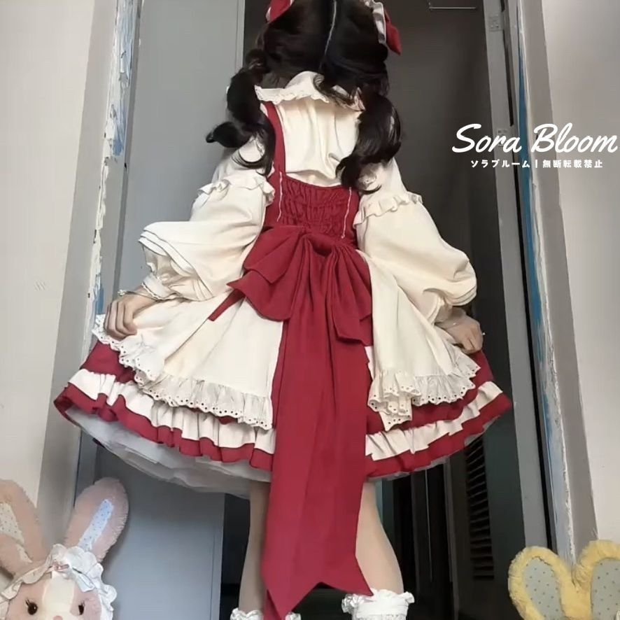 ピンクドレス 長袖トップス＆ヘアアクセサリーセット