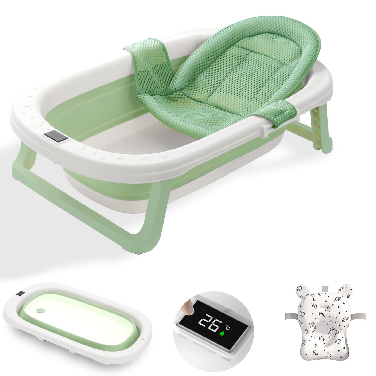 90S L.L.Bean ロングハンドル トートバッグ グリーン ラージ 新品 ベビーバス 折り畳み お風呂 ベビー 赤ちゃん 沐浴 湯温計 バス