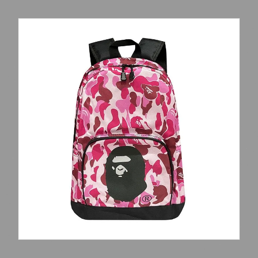 A BATHING APE シャークヘッドプリント 黒サル 猿顔バッグパック／リュック