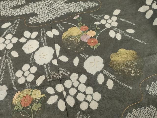平和屋着物●訪問着　絞り　刺繍　枝垂れ花文　金糸　上代38万　仮絵羽　正絹　逸品　未使用　AAAY4720ck 平和屋着物○訪問着 絞り 刺繍 枝垂れ花文 金糸 上代38万 仮絵羽 正絹