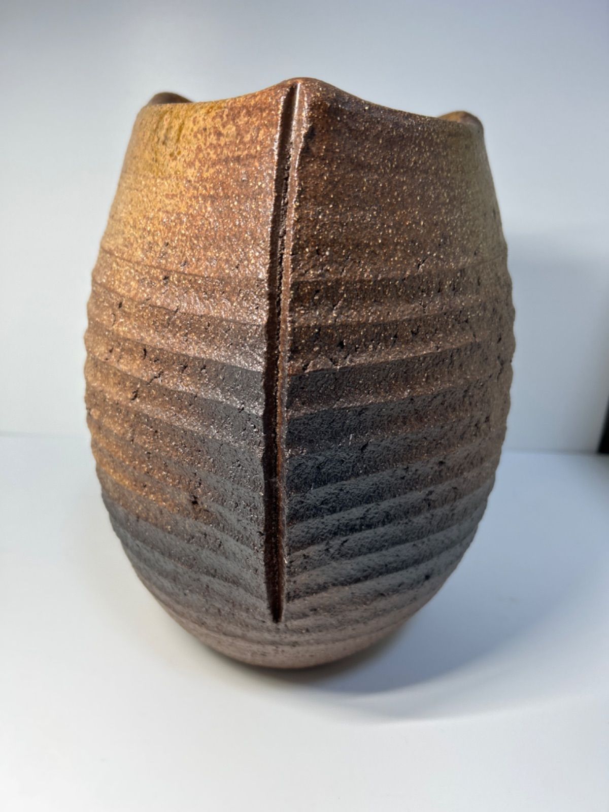 信楽窯 花瓶 信楽窯信楽焼花瓶丸花瓶白花三彩作共箱