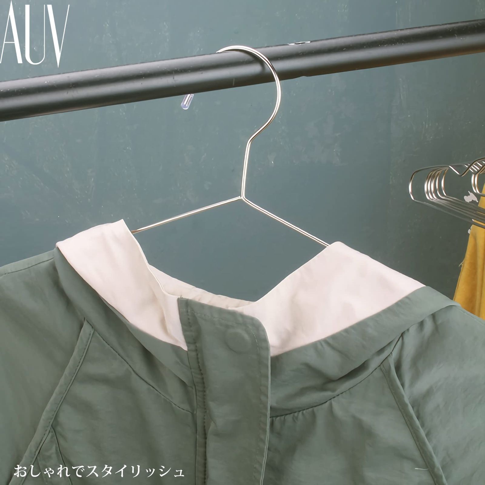 AUV ハンガー ステンレスハンガー 100本組 すべらない 洗濯 ハンガー 頑丈 錆びにくい 曲がらない ハンガー スカート シルバー ハンガー ズボン コート 幅42cm 高さ19.5cm