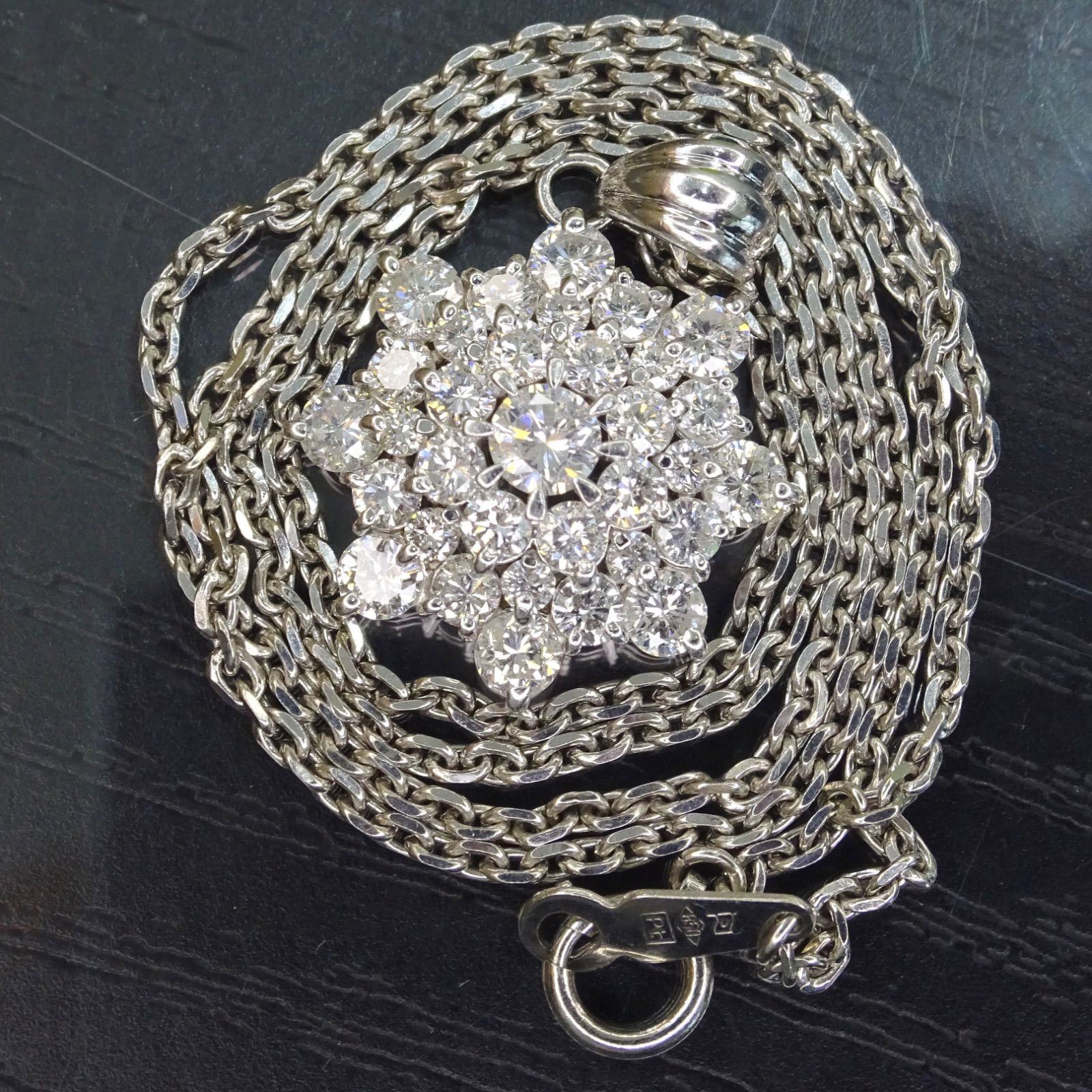 プラチナ pt900 pt850 天然ダイヤモンド 2.16ct トップ ネックレス