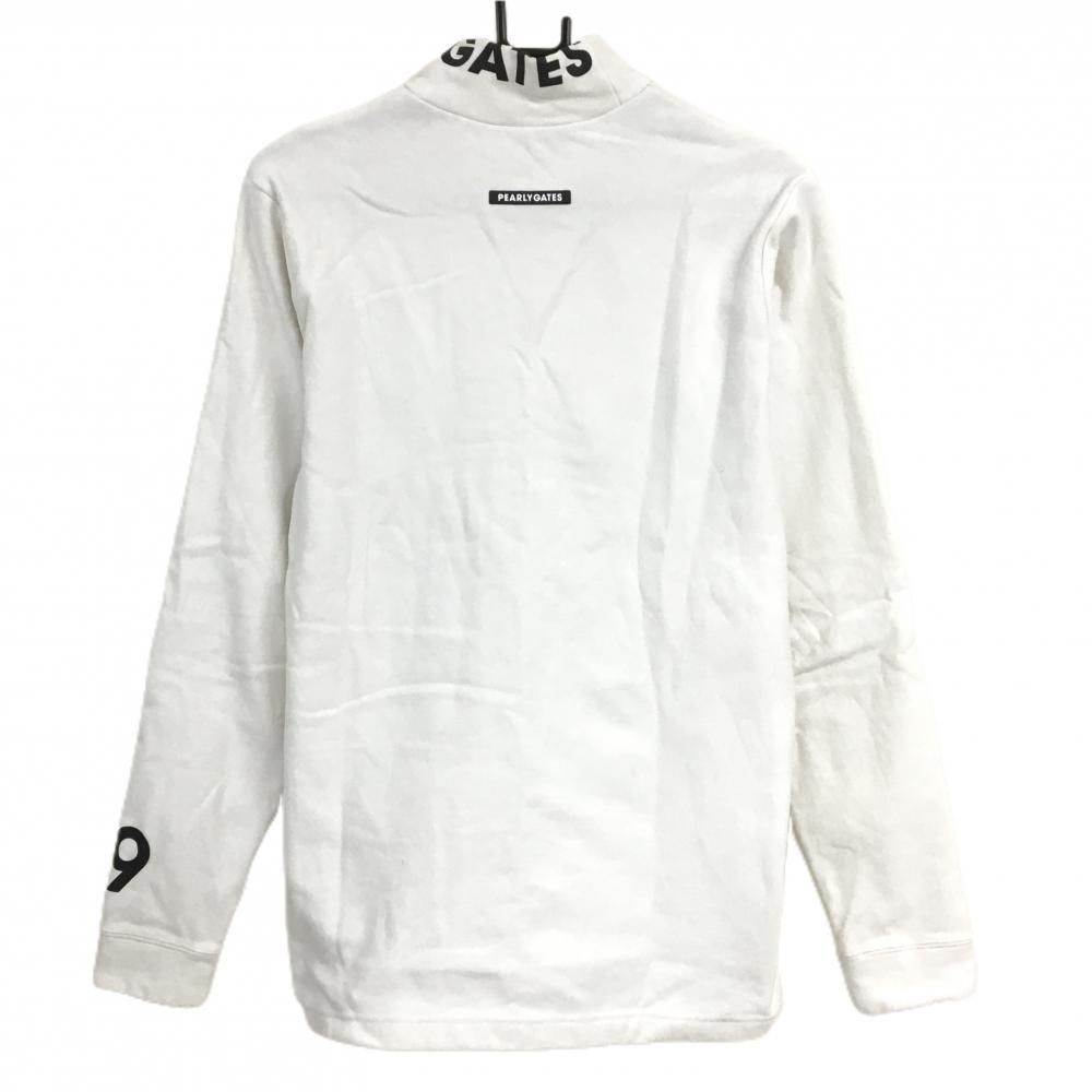 パーリーゲイツ 長袖ハイネックシャツ 白×黒 ジップ横ロゴ 表微起毛