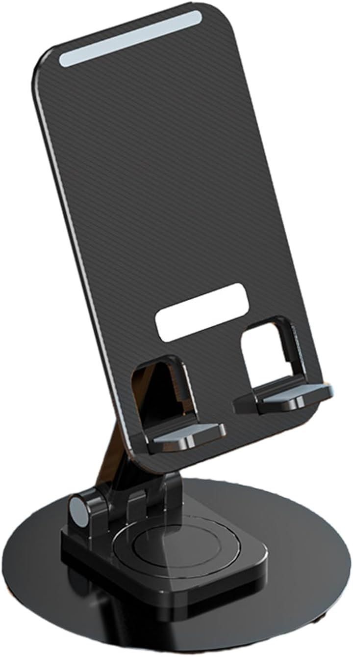 BlueBOA スマホスタンド コンパクト スマホホルダー 持ち運びやすい 携帯スタンド 折りたたみ式 高さ角度調整可能 卓上 360度回転 スマホ/タブレット ブラック( ブラック)