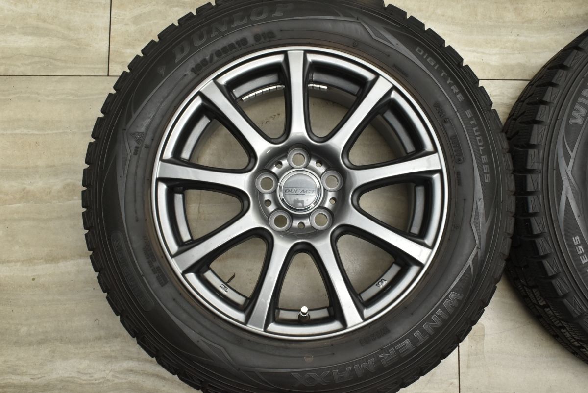 【程度良好品】DUFACT 15in 6.5J +40 PCD100 ダンロップ ウィンターマックス WM01 195/65R15 プリウス カローラスポーツ ウィッシュ 