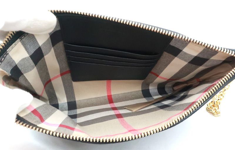 未使用 バーバリー BURBERRY レザー チェーン ショルダーバッグ 斜