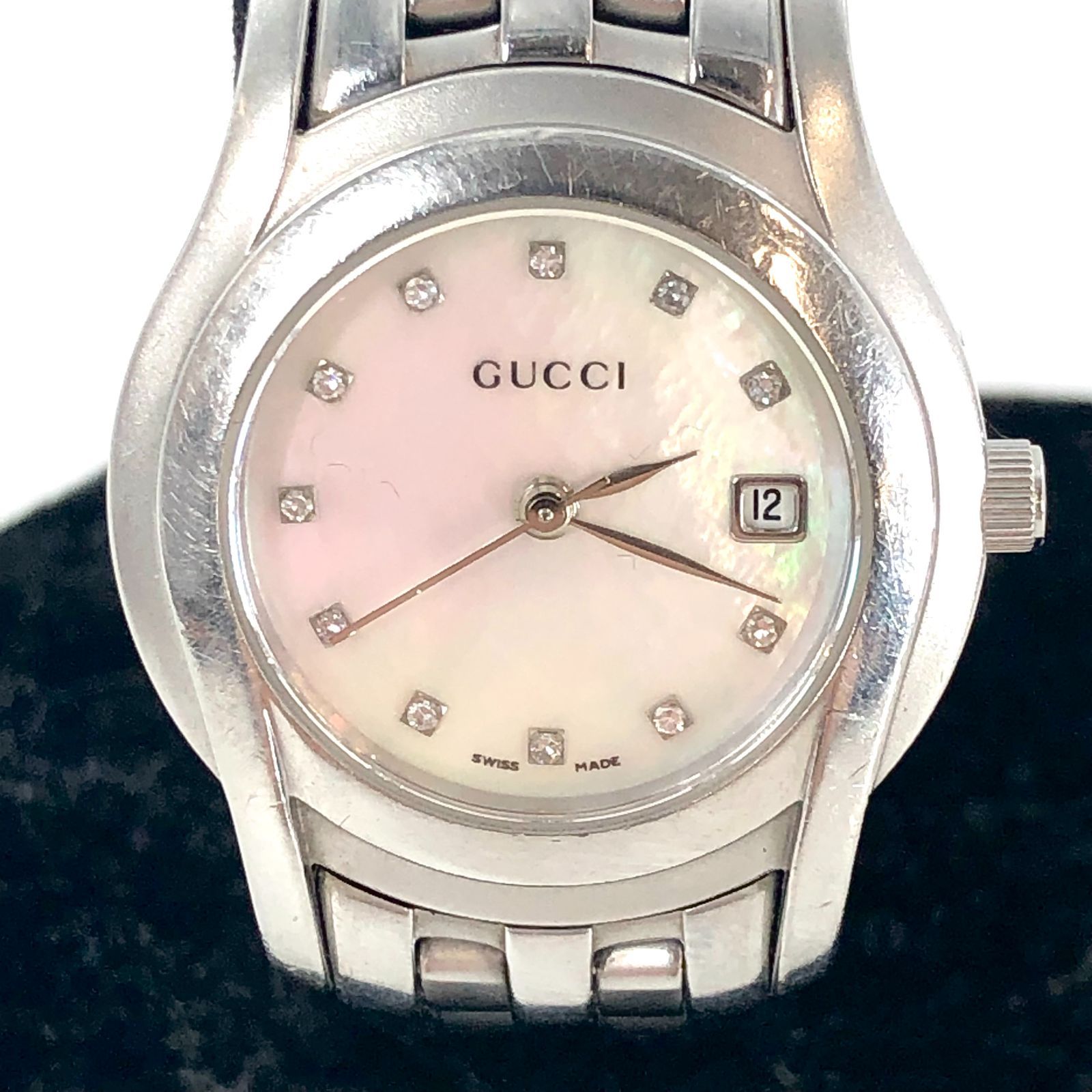 GUCCI　5500L ダイヤ　ホワイトシェル グッチ Gクラス 5500L ホワイトシェル レディース 時計 【中古