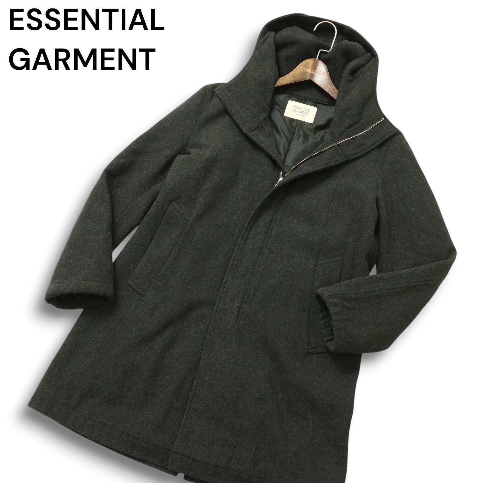 ESSENTIAL GARMENT メンズビギ 秋冬 中綿☆ フーディー ウール ジップ 