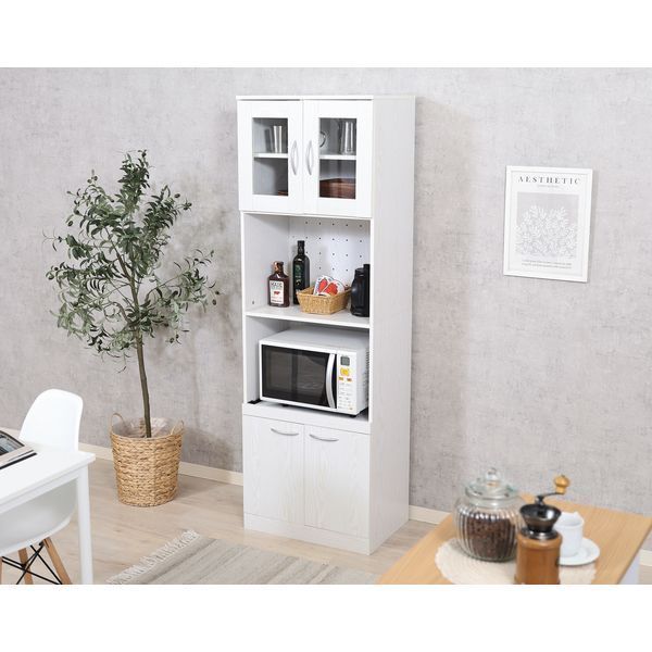 ハイキッチンボード 約180×60cm オークホワイト 組立品 代引不可