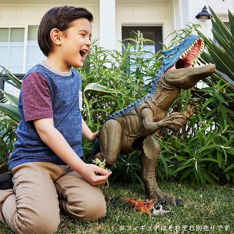 マテル ジュラシックワールド JURASSIC WORLD スーパービッグ! アロサウルス 子供向けフィギュア 恐竜 おもちゃ 全長 約100cm 4歳から ブルー|ブラウン HRX53