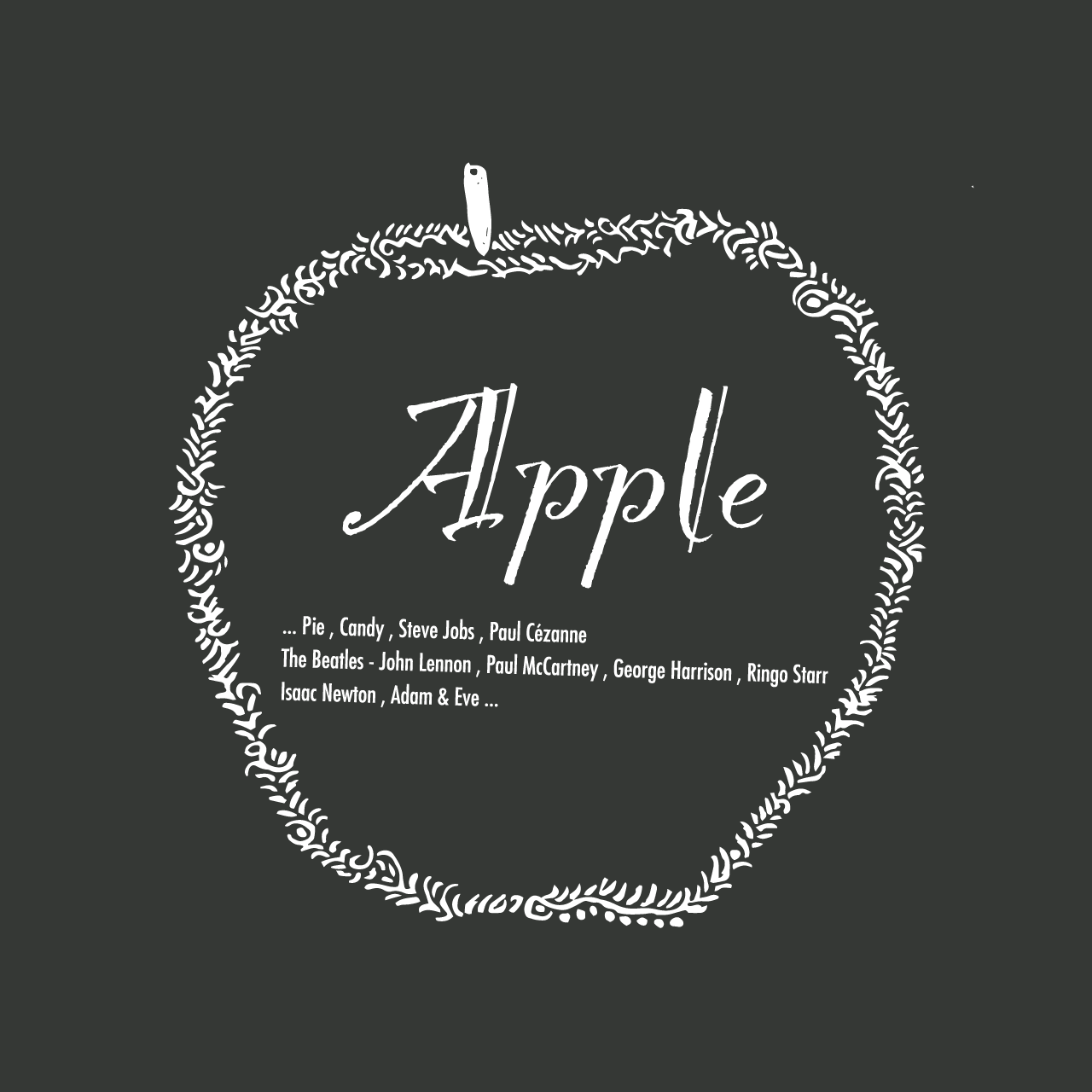 グラフィックロングTシャツ　Think Apple Mono / Black -Long-