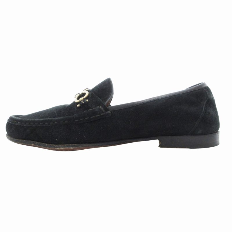 【未使用】Salvatore Ferragamo スエードローファー 黒 Salvatore Ferragamo - 美品✨フェラガモ 7C/24㎝ ガンチーニ