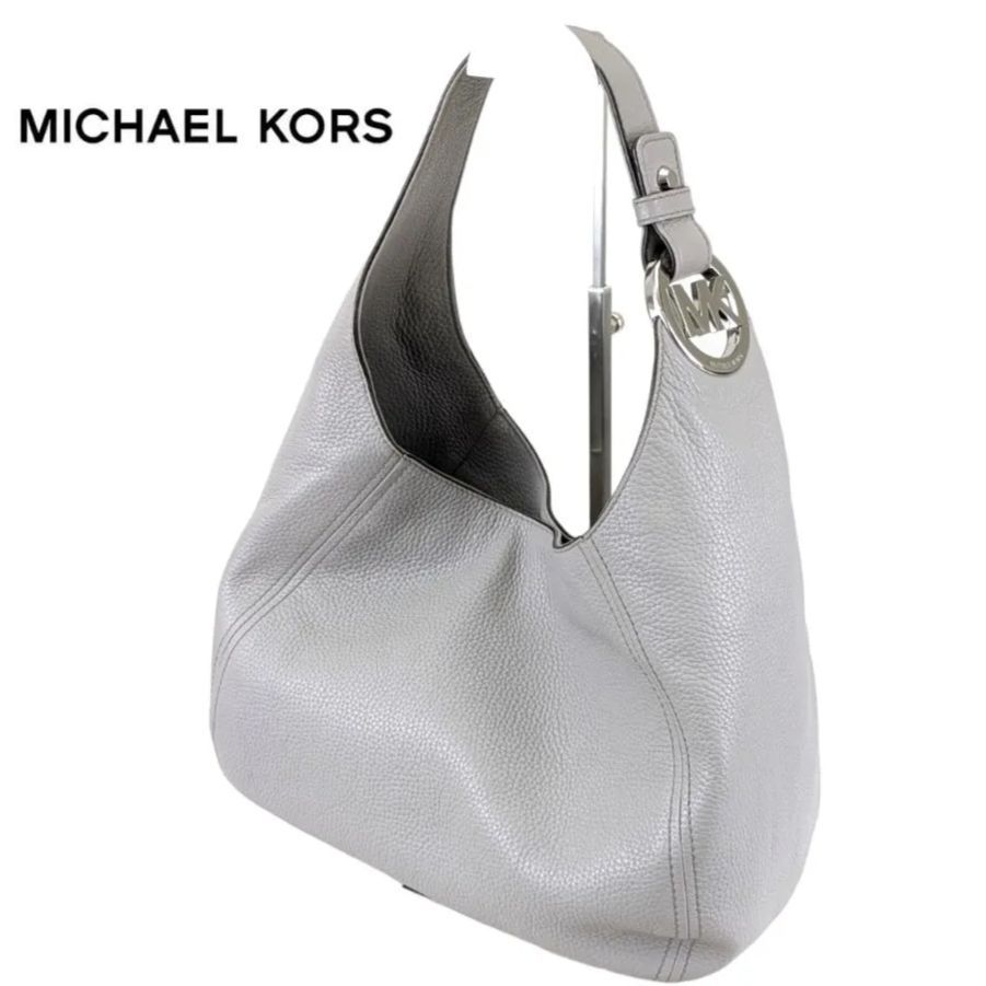 ★☆★オープニング価格★☆★　大容量【美品】MICHAEL KORS　マイケルコース　ビッグロゴ　ショルダーバッグ　ワンショルダー　グレー　ハンドバッグレディース