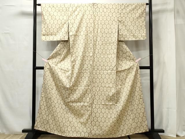 平和屋着物○男性 紬 アンサンブル 100亀甲 キングサイズ 正絹 逸品