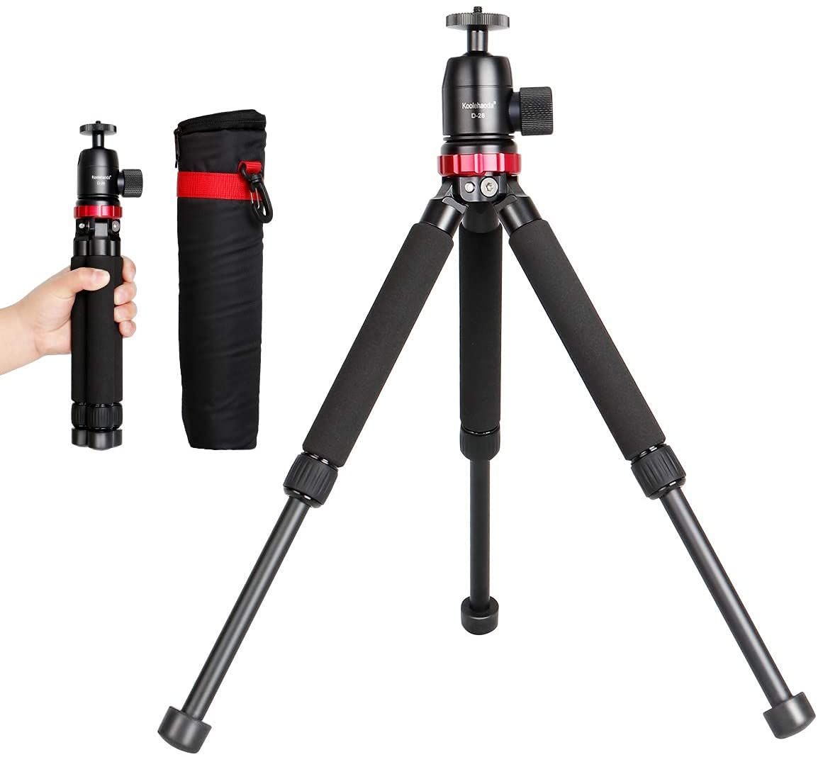 【新着商品】+ kg、一眼レフカメラに適しています（MT-02 D28） cm、1/4および3/8ネジ取り付け、機能的な脚の設計、最大荷重8 Koolehaodaメタルミニ三脚トラベル卓上三脚カメラ三脚、最大高さ38