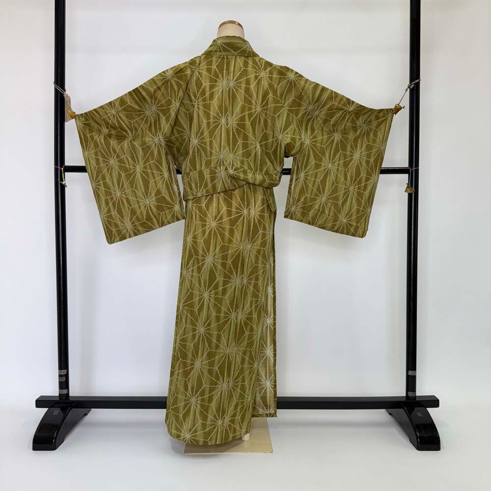 小紋 夏 紗 夏用 洗える着物 裄66.5cm 身丈165cm お洒落着 普段着  