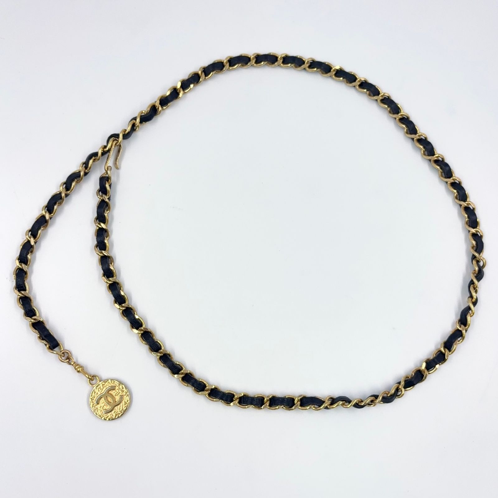 CHANEL ココマーク レザー×GP ブラック チェーンベルト ゴールド